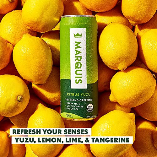 Marquis | Organic Energy Drink Alternative With Organic Plant Based Caffeine | Vegan Zero Calorie Sugar Free Sparkling Yerba Mate | Keto Energy Drinks Alternative | Citrus Yuzu X2+ Super Berry X2 #TOP7