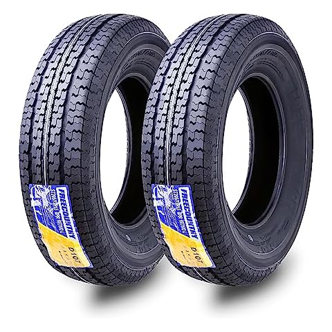 GRAND RIDE Set 2 FREE COUNTRY ST205/75R15 Premium Trailer Tires 205 75 15 8-Ply Load Range D w/Scuff Guard 8mm Tread Depth Cover
