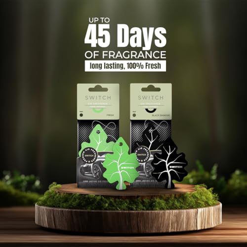 Image of SWITCH Car Air Freshener Hanging for Car - Fresh & Black Diamond Car Perfume, Long Lasting Car Freshener /Hanging Car Perfume, Luxury Car Fragrance for Car Interior, Pack of 2