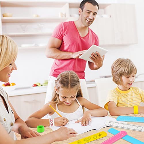 Foimas 20Pcs Ruler Slap Bracelets For Kids,Silicone Snap Bracelet Wristband For Boys Girls Party Favor Supply Classroom Prize #TOP6