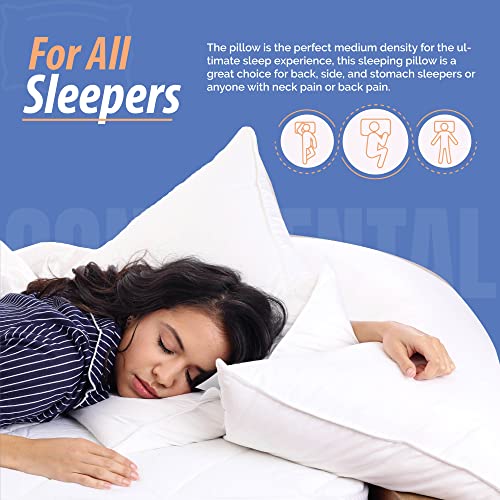 Continental Bedding White Goose Down & Feather Blend Pillow 50% White Goose Down & 50% White Goose Feather Queen Size Pillow Set Of 2 #TOP4