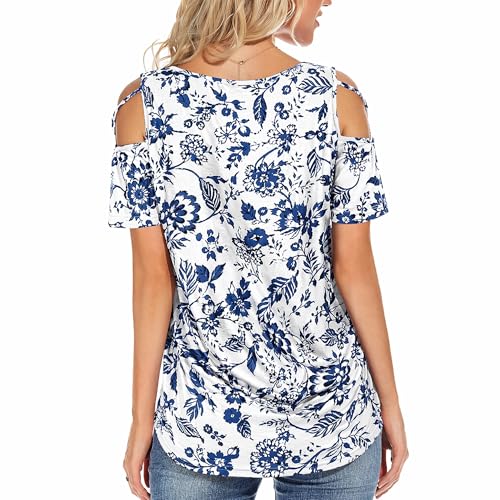 Image of Jar of Love Women's Summer Tops Short Sleeve Cold Shoulder Tops T-Shirts for Women Spring Summer Tops Loose Fit Tunic 2026