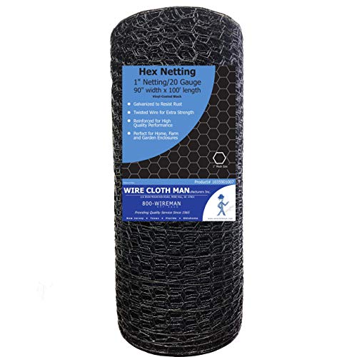 Black Friday - 70% OFF Wire Cloth Man Black PVC Coated 1" Hexagonal 20 Gauge Netting (7.5Wx100L)