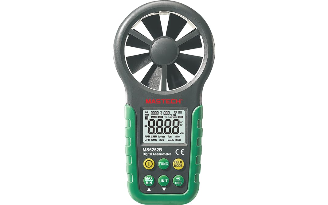 MASTECH MS6252A MS6252B MS6252D cyfrowy anemometr prędkości wiatru miernik objętości powietrza temperatura otoczenia tester wilgotności z interfejsem USB interfejs bezprzewodowy (MS6252B)