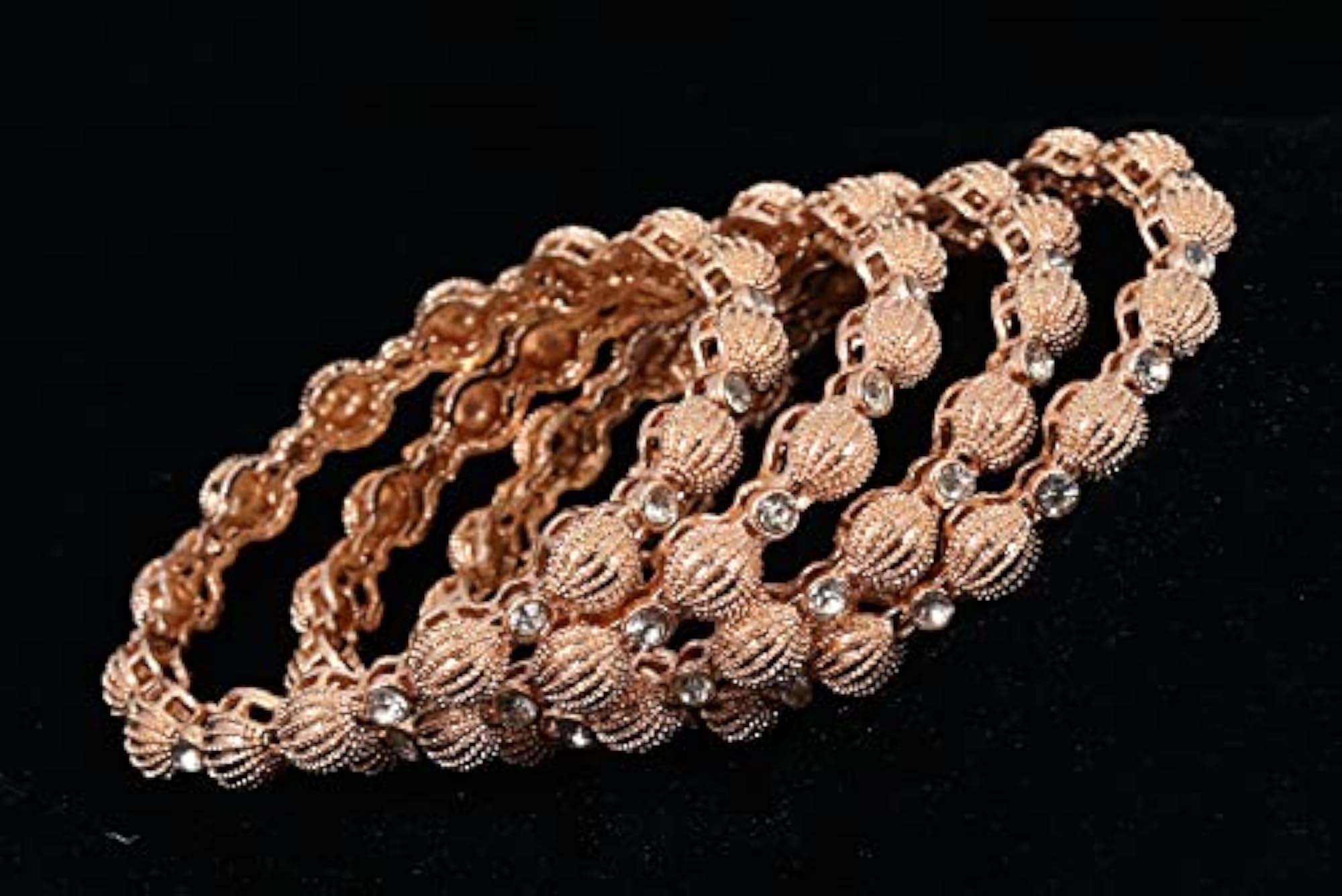Metal Zircon Kada Set for Women, Pack of 4
