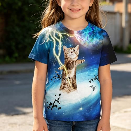 Image of Hgvoetty Boys Girls Graphic T-Shirts Kid 3D Casual Tops Tees for 6-16 Years | Youth Novelty Shirts, Bright Eye-Catching Design, Lightweight and Soft Material, Suit for Daily Sport, Party and School Wear