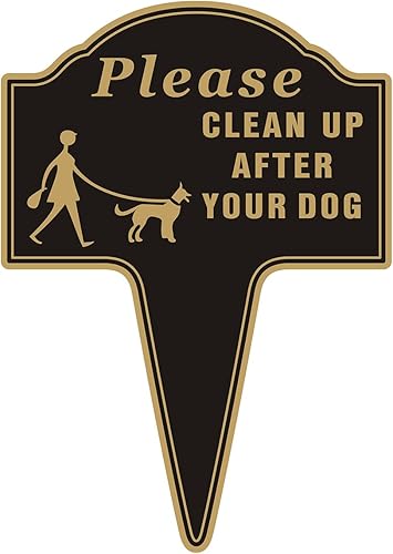 Miniatura 1 de Cartel de Yuntarda de 10 x 14 pulgadas, letrero de Clean Up After Your Dog para patio con estaca integrada de aluminio sin óxido, fácil de instalar