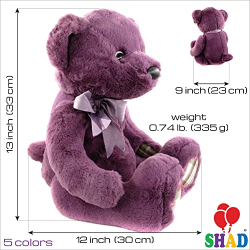 Soft Plush Teddy Bear With Cute Ribbon – Cuddly Stuffed Animal Toy Gift For Christmas, Kids’ Party, And Baby Shower | Chemical Free, Safe For Newborn, Toddler, Babies And Children (Purple, Small) #TOP4