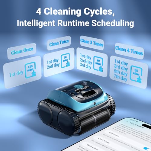 Image of (2026 Upgrade) WINNY POOL CLEANER C1 for Inground & Above Ground Pool, 4-in-1 Wall & Waterline Cleaning up to 1,614 Sq.ft, 150 Mins Runtime, APP Control, Smart Navigation & Weekly Custom Plan