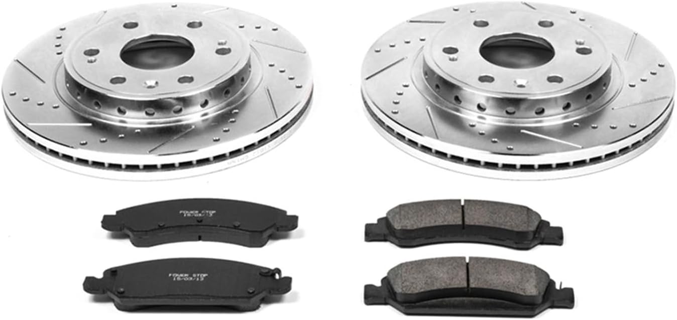 PowerStop Front Brake Kit For Chevrolet Tahoe 2007-20 - Drilled and Slotted Disc Rotors with Ceramic Brake Pads Replacement, K5519