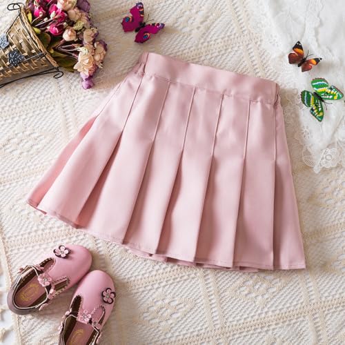 TTYAOVO Girl Skort Mini Flare Plain Pleated Skater Skirt Shool Uniform Size 130(6 Years, Pink) - image 4