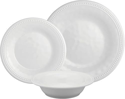 Miniatura 2 de UP ware - Juego de vajilla de melamina con cuentas de 12 piezas, juego de platos para exteriores, juegos de platos y cuencos, servicio para 4, color