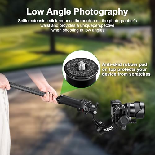 FANAUE Gimbal Extension Pole Carbon Fiber Extension Monopod Pole Stick with 1/4" Screw, 2 Section Universal Rod for Tripod Compatible with Digtital Camera Smartphone Long Selfie Tick Length is 14"-25" - Thumbnail 7