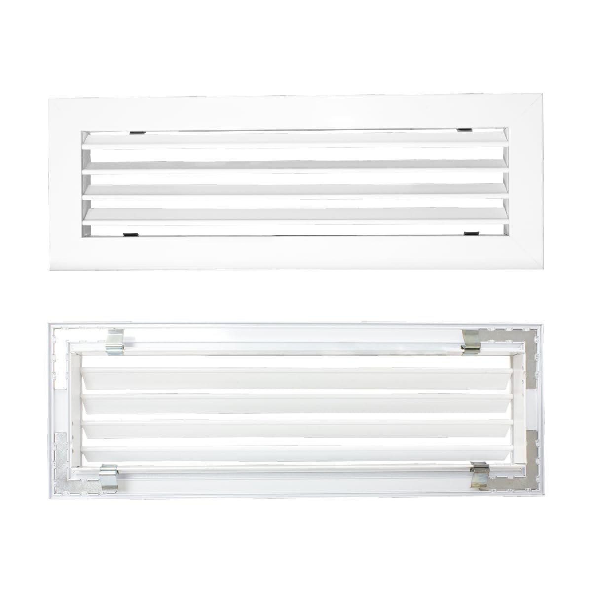 Rejilla Impulsión Blanca Lamas Horizontales Móviles para Aire Acondicionado Salida de Aire Orientable (400x150 mm)