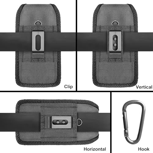 Image of DeBin Nylon Holster for Samsung Galaxy S26+Plus S25+ S24+ S23+ S22+ S21+, S25 FE S24 FE S23 FE S21 FE, [Magnetic Closure] Cell Phone Belt Holder Case with Clip, ID Card Slot Pouch Cover, Black