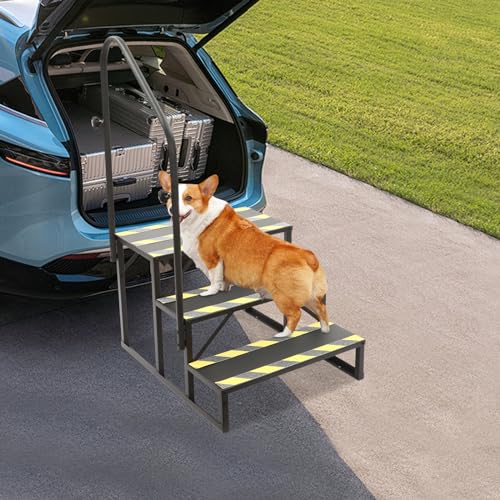 Escalera de 3 peldaños con pasamanos 450 lb acero miniatura 3