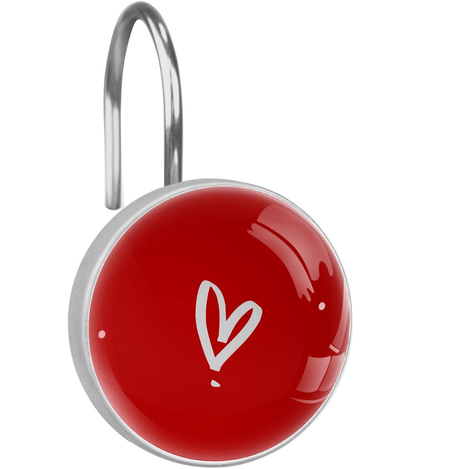 Crochets rideau de douche coeur rouge en acier inoxydable pour salle de bain x12