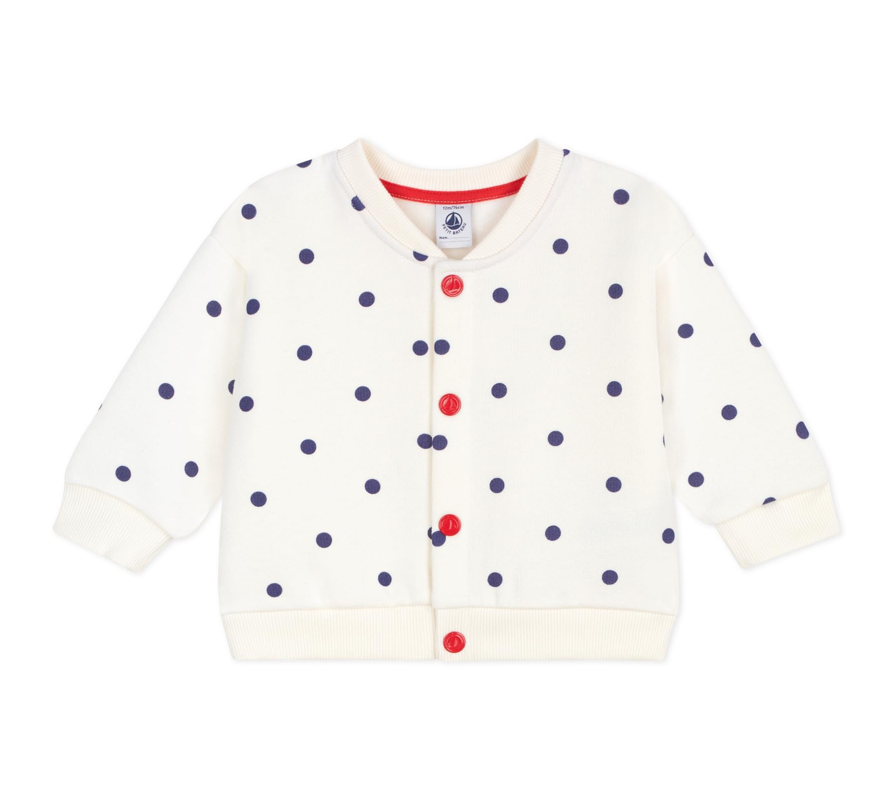 Petit Bateau Veste Teddy Bébé en Coton, Imprimée À Pois Bleu A0fpw01 Vêtements Jour Bébé Fille (Lot de 1)