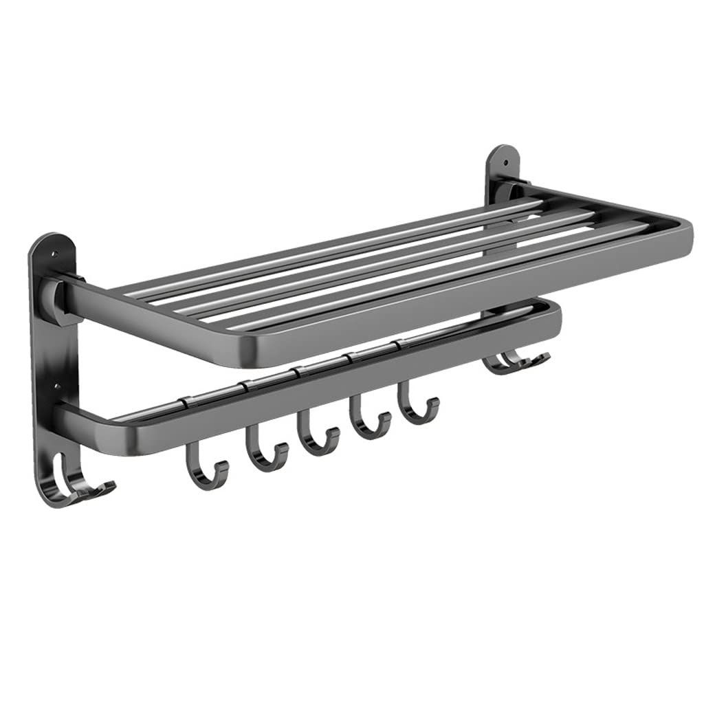 JvFbjLF Gunmetal Grey Non-perforated Towel Rack Bathroom Bathroom Shelf Toilet Toilet Storage Rack Bath Towel Rack(60cm)