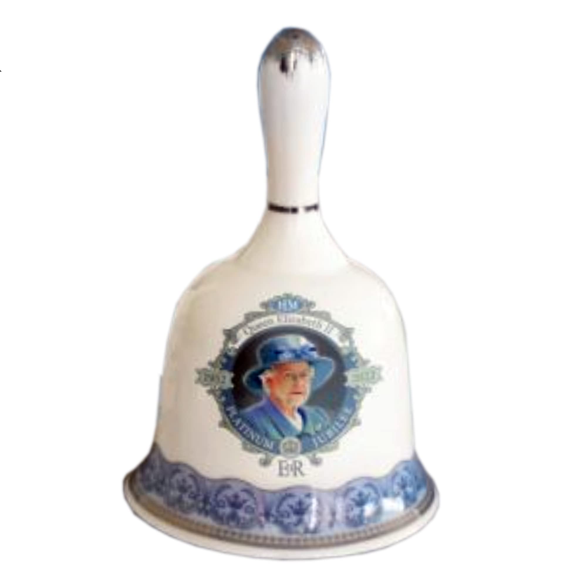Elgate White Queen Elizabeth Platinum Jubilee Portrait Ceramic Hand Bell Commemorative Memorabilia Souvenirs Home Deco