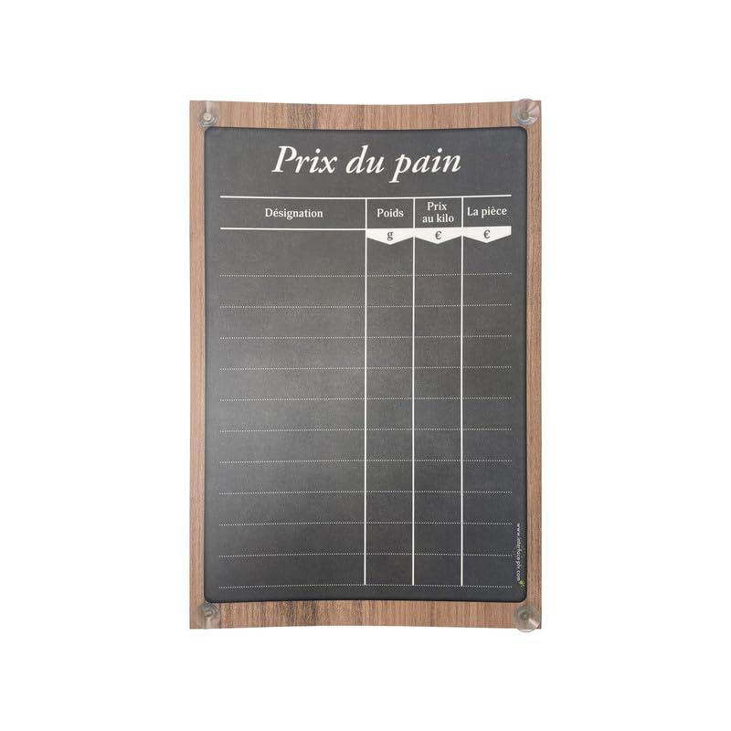 Panneau "PRIX DU PAIN" dimensions 60 x 40 cm avec fixation ventouses