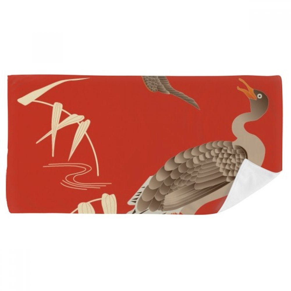 Serviette de bain culture japonaise automne rouge 35x70cm