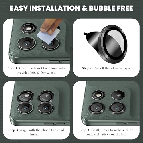 Image of ArmourPro Camera Rings Tempered Glass for Motorola G67 Power (6.7 Inches), Tough HD Individual Aluminum Alloy Rings 9H Camera Cover, Scratch-Resistant,Camera Lens Protection| Black, 1 Pack