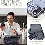 Mens Slim Toiletry Bag, Minimalist PU Leather Dopp Kit for Men, Compact Shaving Kit Organizer, Small Water-Resistant Travel Bag for Grooming Essentials Only,Black - Image 3