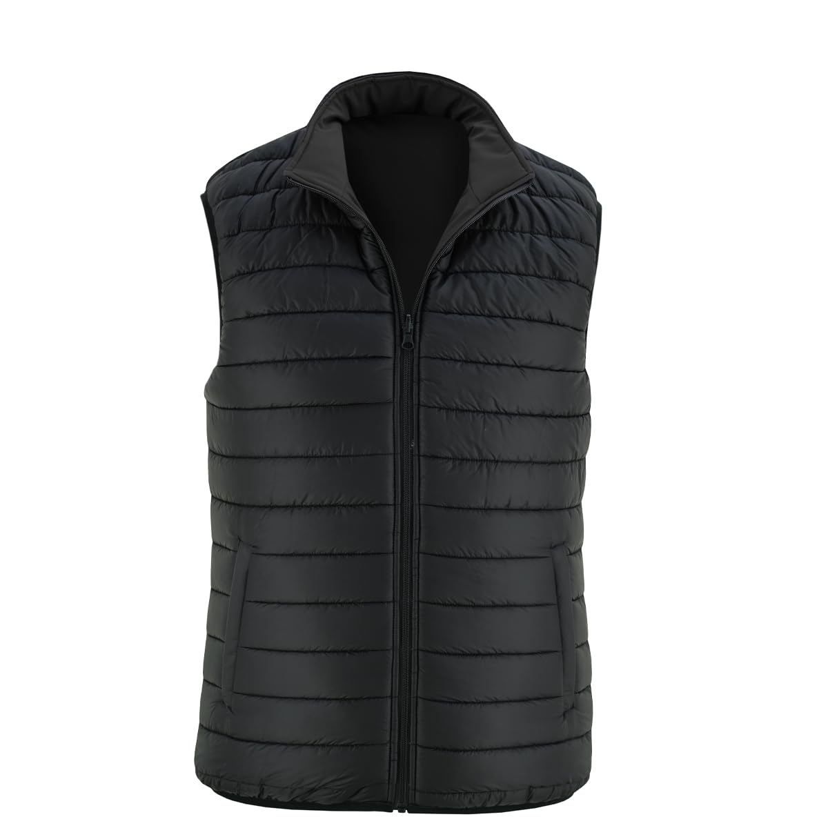 Ambick Chaleco de golf para exteriores de dos vías para hombre, chaleco acolchado reversible, chaleco ligero plegable acolchado y aislado, chaleco de abrigo resistente al agua y cálido (2XL, Negro)