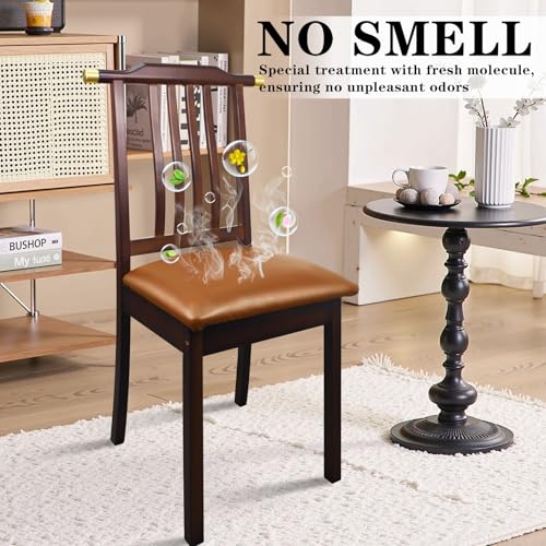 Image of Pu Leather Dining Chair Seat Covers Set of 2, Waterproof Kitchen Chair Covers Stretch Chair Cover for Kitchen /Dining Room /Hotel(Orange - 2 PCS)