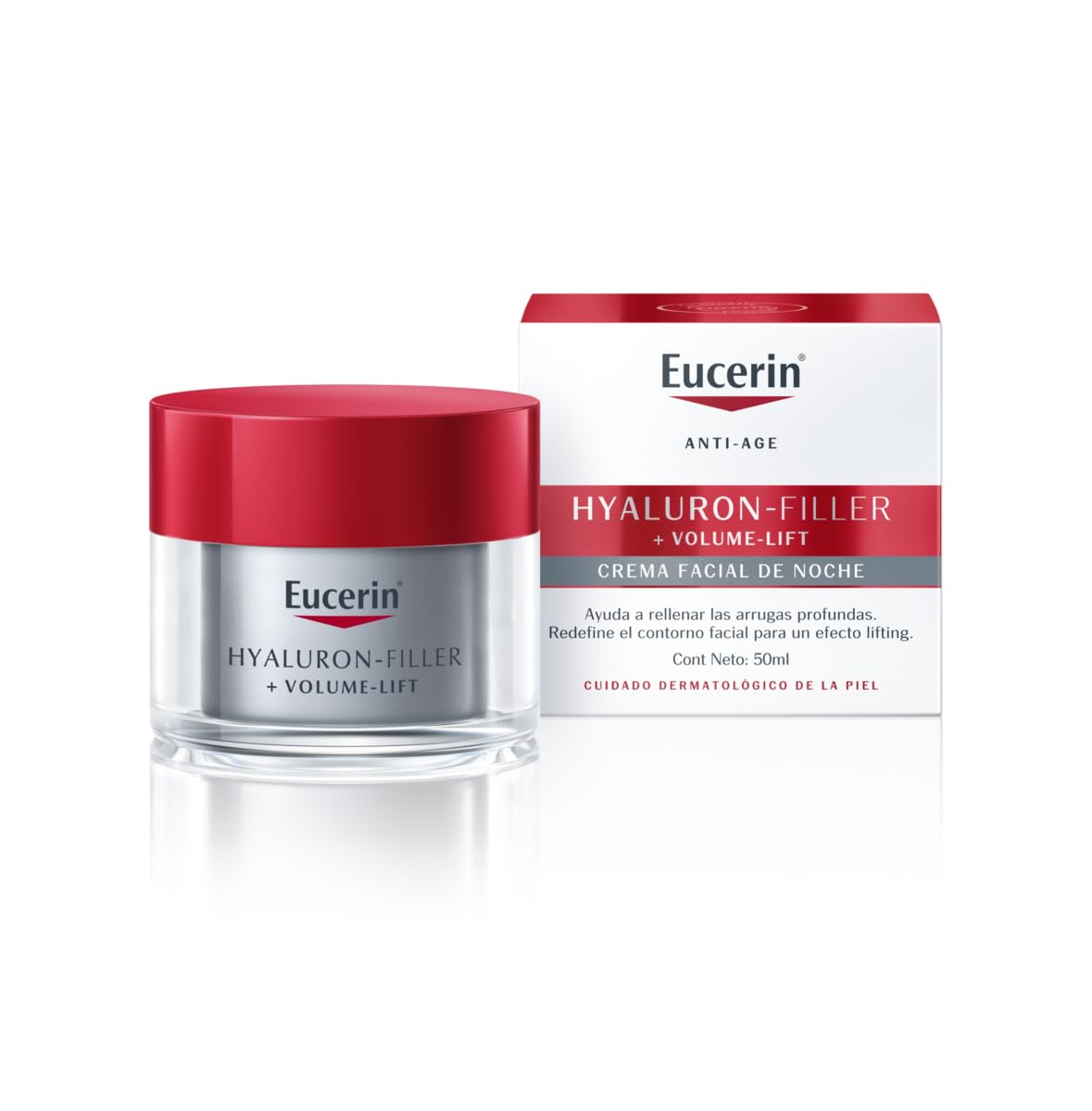 Eucerin Hyaluron-Filler + Volume-Lift Crema de Noche (50 ml), crema antiarrugas regeneradora, con Ácido Hialurónico rellenador, tratamiento con efecto lifting facial inmediato para todo tipo de piel