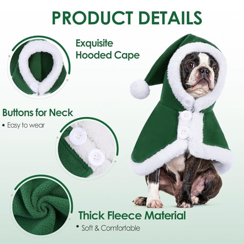 Capa Navideña para Perro AOFITEE con Gorro Verde miniatura 5