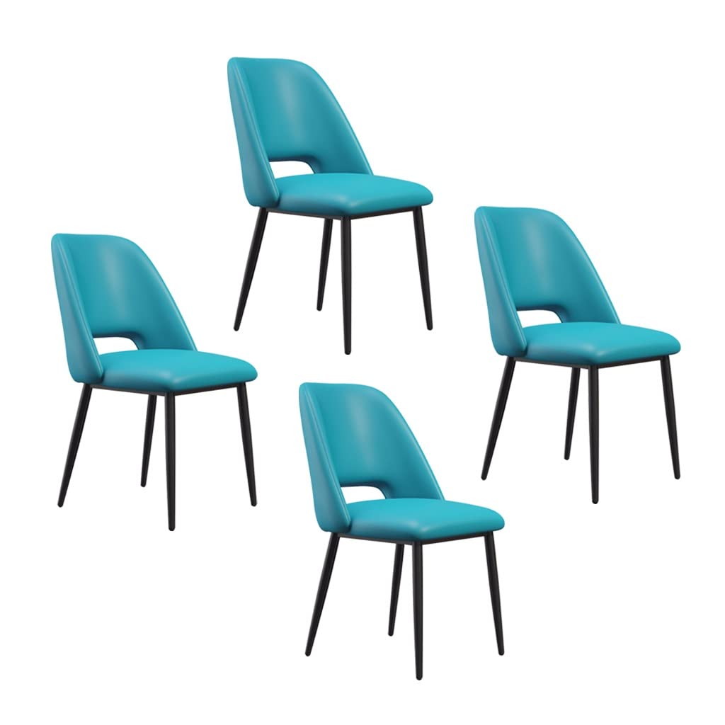 SJIALEN Black Legs Kitchen Dining Chairs Set of 4, Lounge Meeting Office Computer Chair PU Leather Living Room Side Chair Kitchen Chair (Color : Blue)