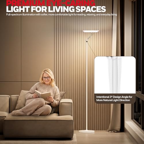Image of Honeywell LED Floor Lamp 3000LM Full-Spectrum Torchiere Reading RGB Remote