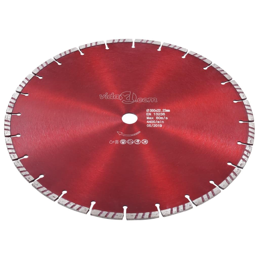 Disco de corte de diamante, 350 mm, segmento turbo para hormigón, granito, ladrillo, corte húmedo y seco, disco de corte con orificio de 22,23 mm