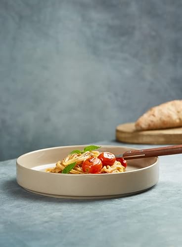 Miniatura 5 de famiware Nebula - Tazones de pasta para 4, juegos de ensaladas de 8.75 pulgadas, cuencos grandes y anchos para servir la cena, color marrón canela