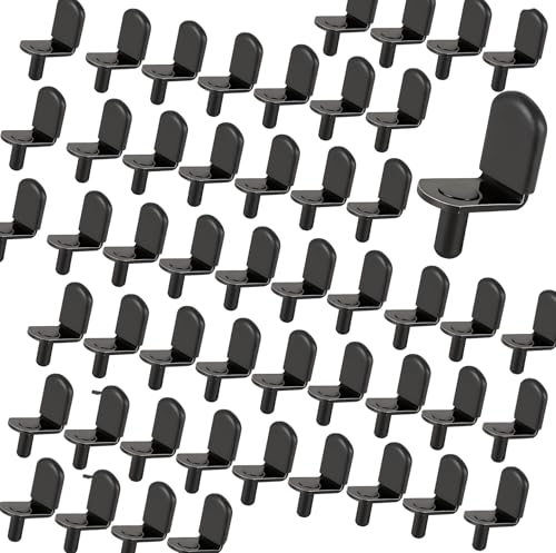 5mm Cabinet Shelf Clips & Pins Black 50-Pack | Universal Shelf Supports for Furniture Bookcase and Closet Easy Push-in Installation Heavy-Duty Anti-Slip & Scratch-Resistant Pegs