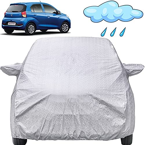 Image of Autofact Waterproof Car Body Cover Compatible with Hyundai Santro (2019 to 2021) with Mirror Pockets (Shinning Silver).