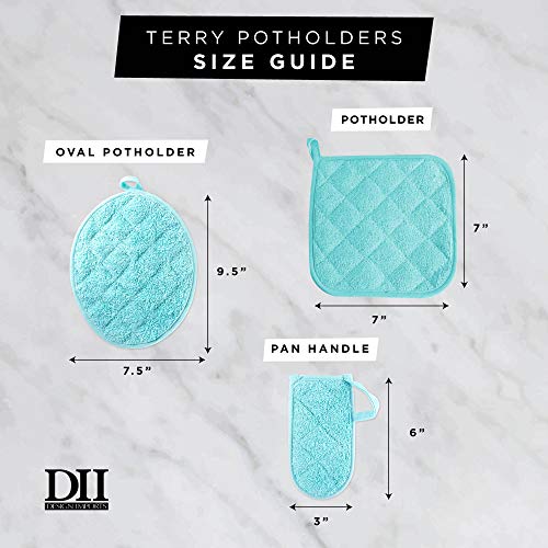 DII 100% Cotton, Quilted Terry Oven Set Machine Washable, Heat Resistant with Hanging Loop, Potholder, Yellow 3 Count