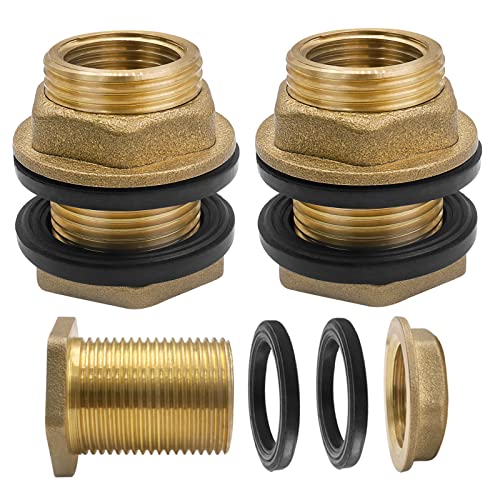GZhaizhuan 2 Pcs Raccord Citerne Eau de Pluie, 3/4 Pouces Douille de Seau à Pluie en Laiton, pour Robinets Tonneau de Pluie Citerne à Eau (Extérieur 3/4 Intérieur 1/2)