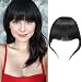 Shinon Clip Bangs Human Hair Extension 10A Wispy Hair Bangs with Temple 1b Black Color
