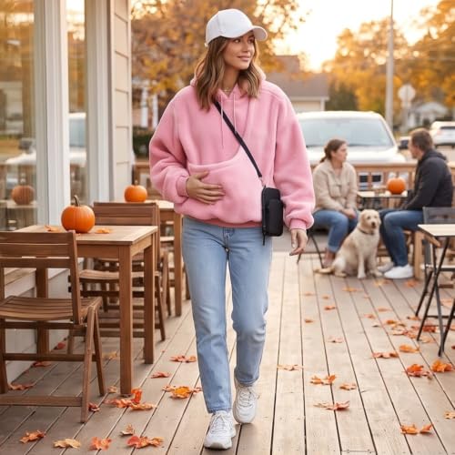 Pet Pouch Hoodie Women Flannel Pet Carrier Hoodie with Dog Pouch Sweatshirt - image 5