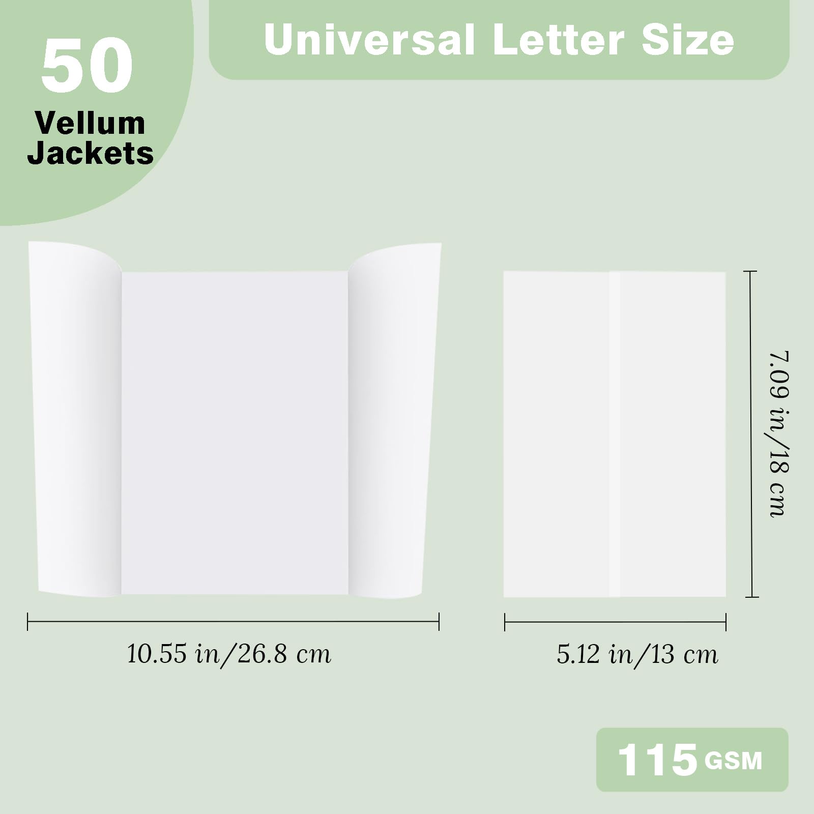 Carta pergamena traslucida 12,7 x 17,8 cm 115 g/m² pre-piegata 50 pezzi per inviti nozze biglietti auguri