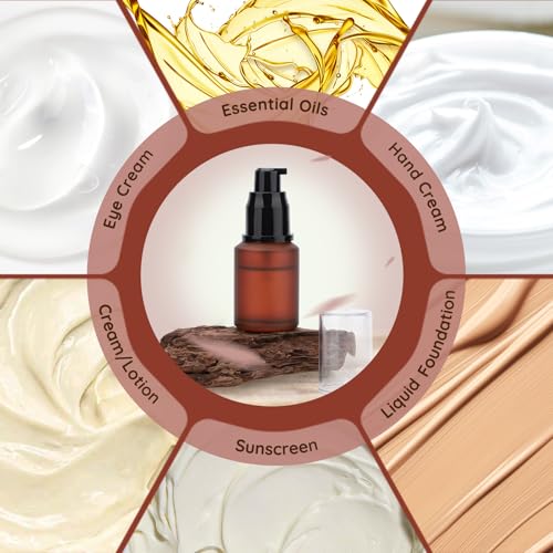 Image of Segbeauty 1oz Frosted Glass Travel Lotion Bottles for Toiletries, 3 Pack Empty Travel Size Pump Bottle Cream Container, 30ml Small Refillable Makeup Pump Dispenser Cosmetic Containers, Mixed Color
