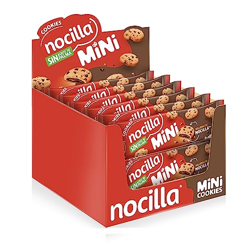 Nocilla, Mini Cookies, Original, Galletas con gota de chocolate rellenas con crema de cacao con avellanas - Packs de 8 unidades - 64g