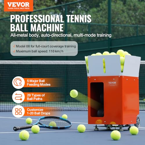 image for VEVOR Tennis Ball Machine, Automatic Portable Tennis Ball Launcher, 10