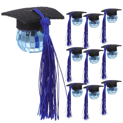 STOBAZA Adornos para Cupcakes Forma de Birrete de Graduación Disco, 10 Piezas Borlas, Decoración para Fiestas de Graduación de Jardín de Infantes, Primaria y Universidad