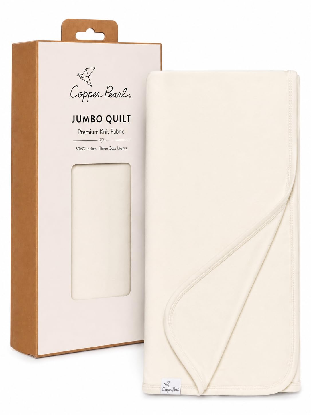 Copper Pearl Jumbo Three-Layer Baby Blanket: Soft Baby Quilts for Boys and Girls | Breathable, Cozy, Toddler Blanket | Baby Quilt for Newborns | 60x72 Premium Material | Cru