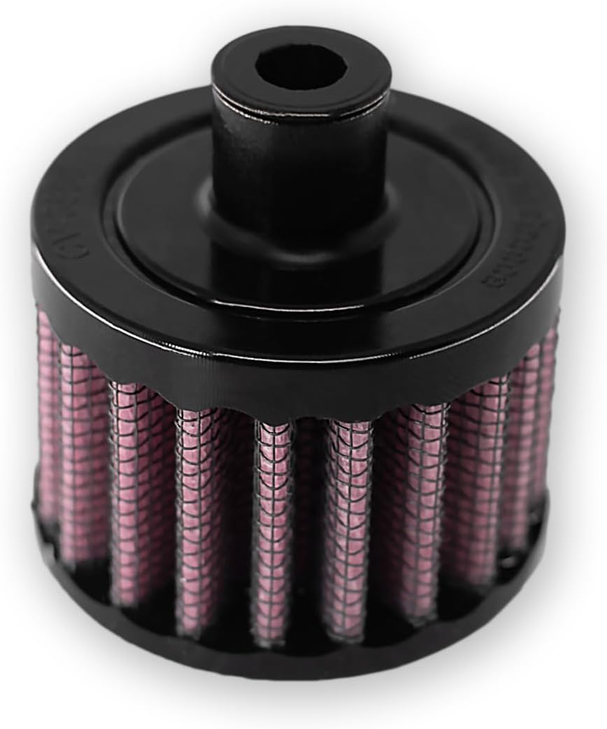 DNA High Performance Filters DNA Round Crank Case Vent Female Air Filter with 8mm Inlet, 37mm Length, 15mm Neck Length and Rubber Top CV-0800