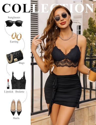 Avidlove Women Skirt Ruched Bodycon Double Layer Club Casual Mini Skirt2